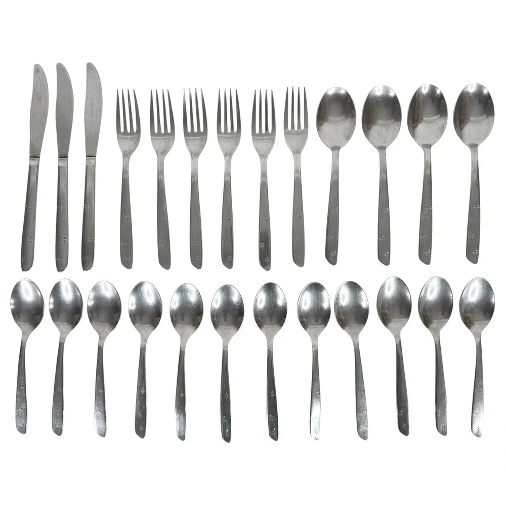 VTG Superior Night Sky Stainless Steel Flatware Set Atomic Starburst Star 25 PCs